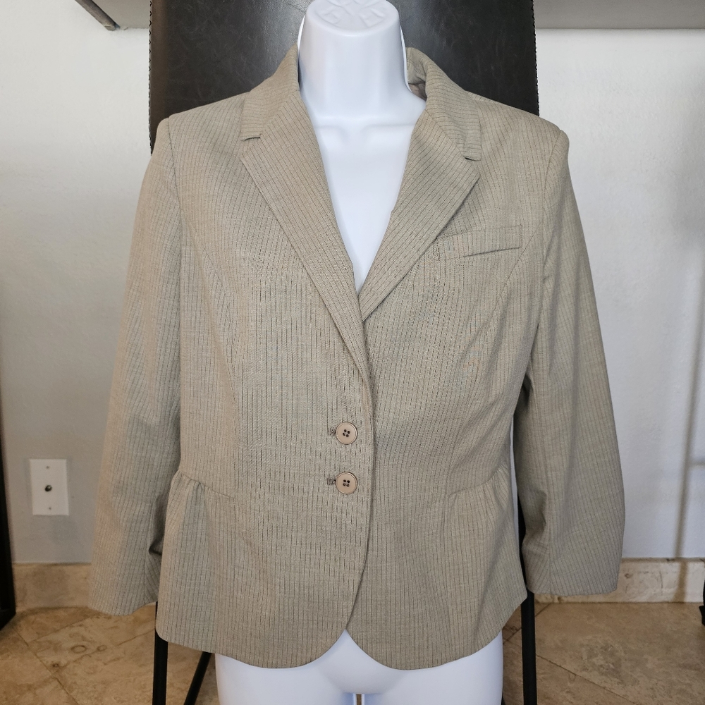 New York & Company Tan Blazer with Notched Lapel and Relaxed Fit